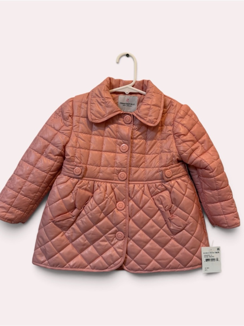 NWT Urban Republic Quilted Barn Coat in Rose, Size 24 M, MSRP $70